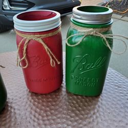 Holiday Inspired Painted Mason Jars, Each Set