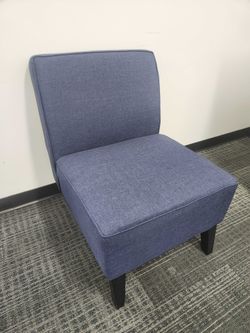 (3) Blue Armless Accent Chairs - Slipper Chairs, Wood Legs, Excellent