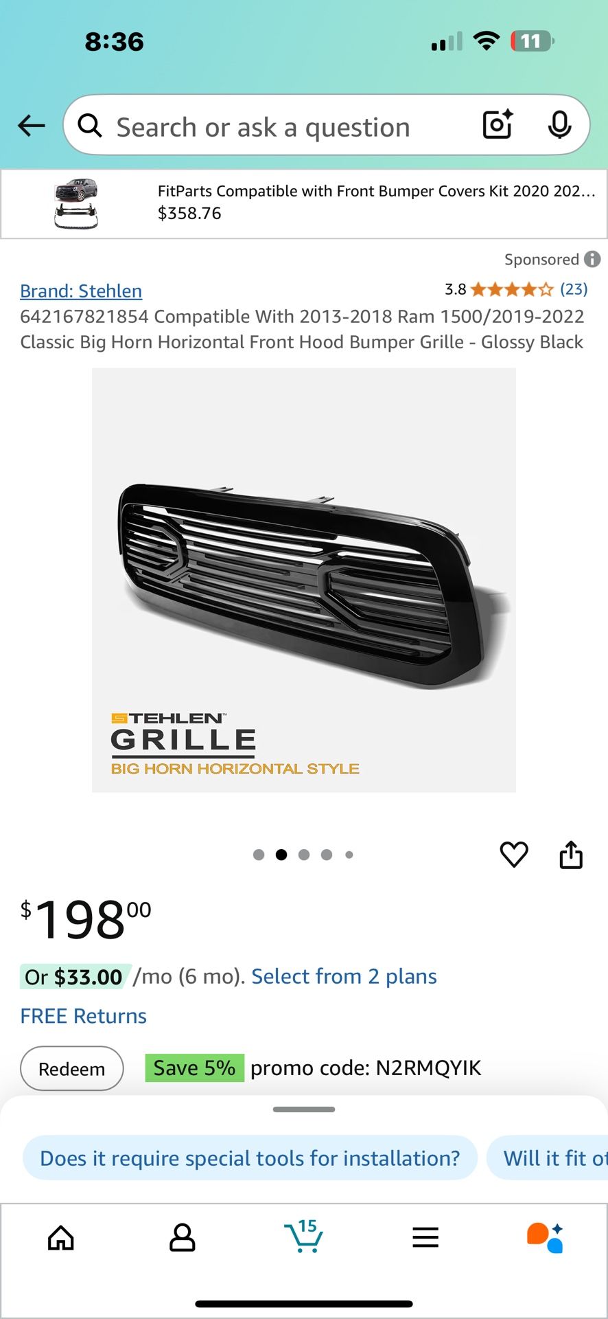 2013 - 2018 RAM 1500 Grill