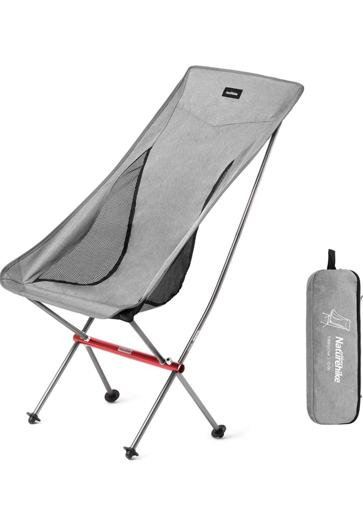 Naturehike Folding Camping Chair, Lightweight High Back Portable Compact Chair, Large Heavy Duty 330lbs for Adults, Hiking Camp Backpacking