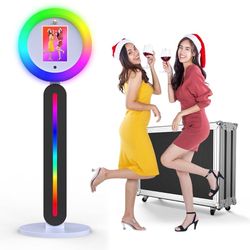Photo Booth Machine with App Remote Control & RGB Ring Lighting, Compatible with Various iPad & Tablet Sizes 9.7in 10.2in 10.9in 12.9in for Memorable 