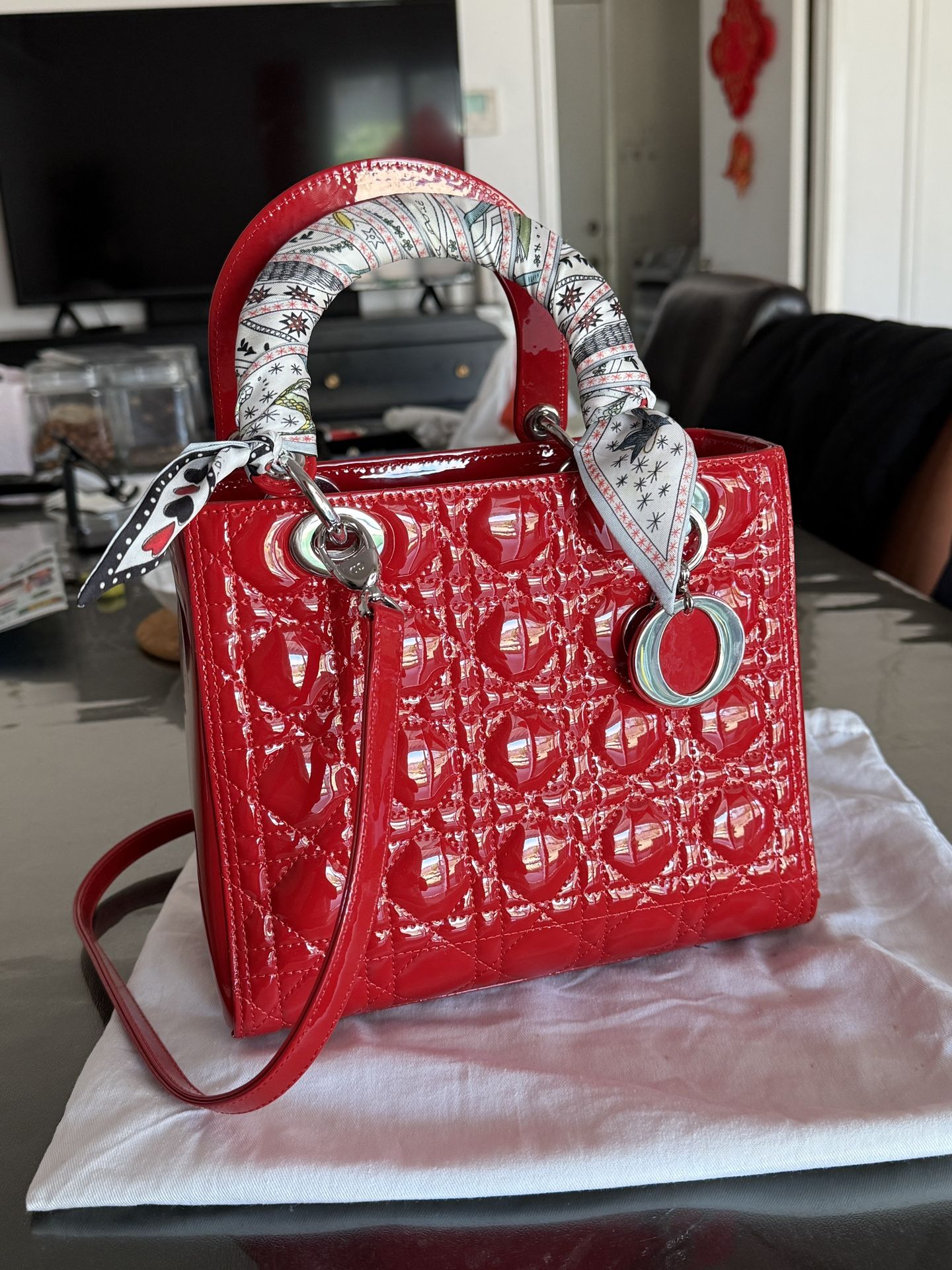 Dior Bag Cherry Red Patent My Lady Dior Red Small Lady Dior My