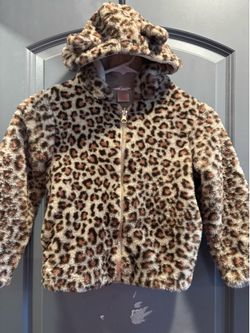 Fluffy warm leopard ear jacket