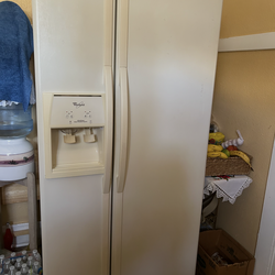 Fridge and WOODEN TABLE