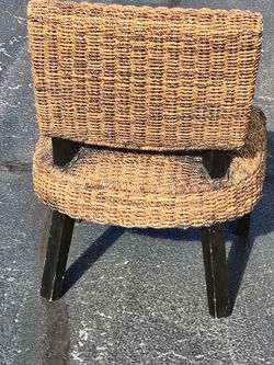 Woven Rope Chair with Black Wood Legs