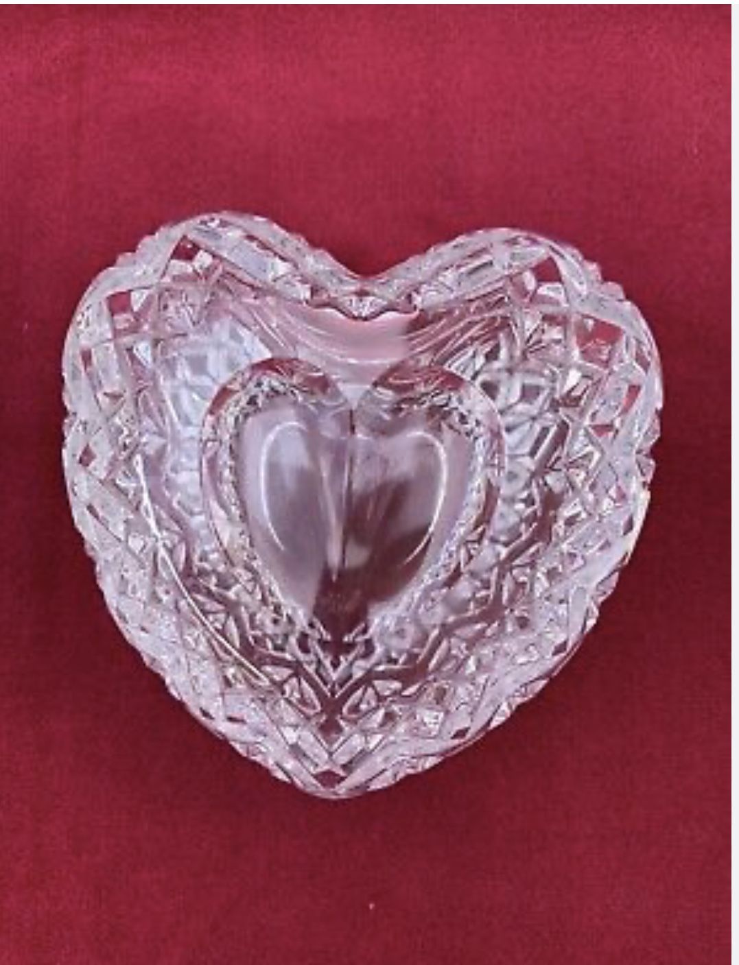 Waterford Crystal Heart Shaped Covered Box”With Love" Heart Jewelry Box