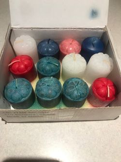 Votive Candles • 12 Multi Colored Candles • New Never Burnt