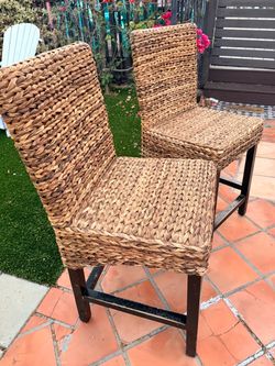 Woven Seagrass Counter Stools Set of 2
