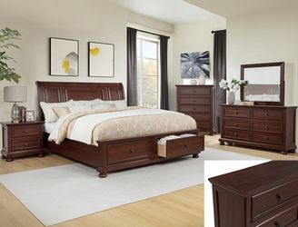 New model B1800 cherry color queen size 5pc storage bedroom set special