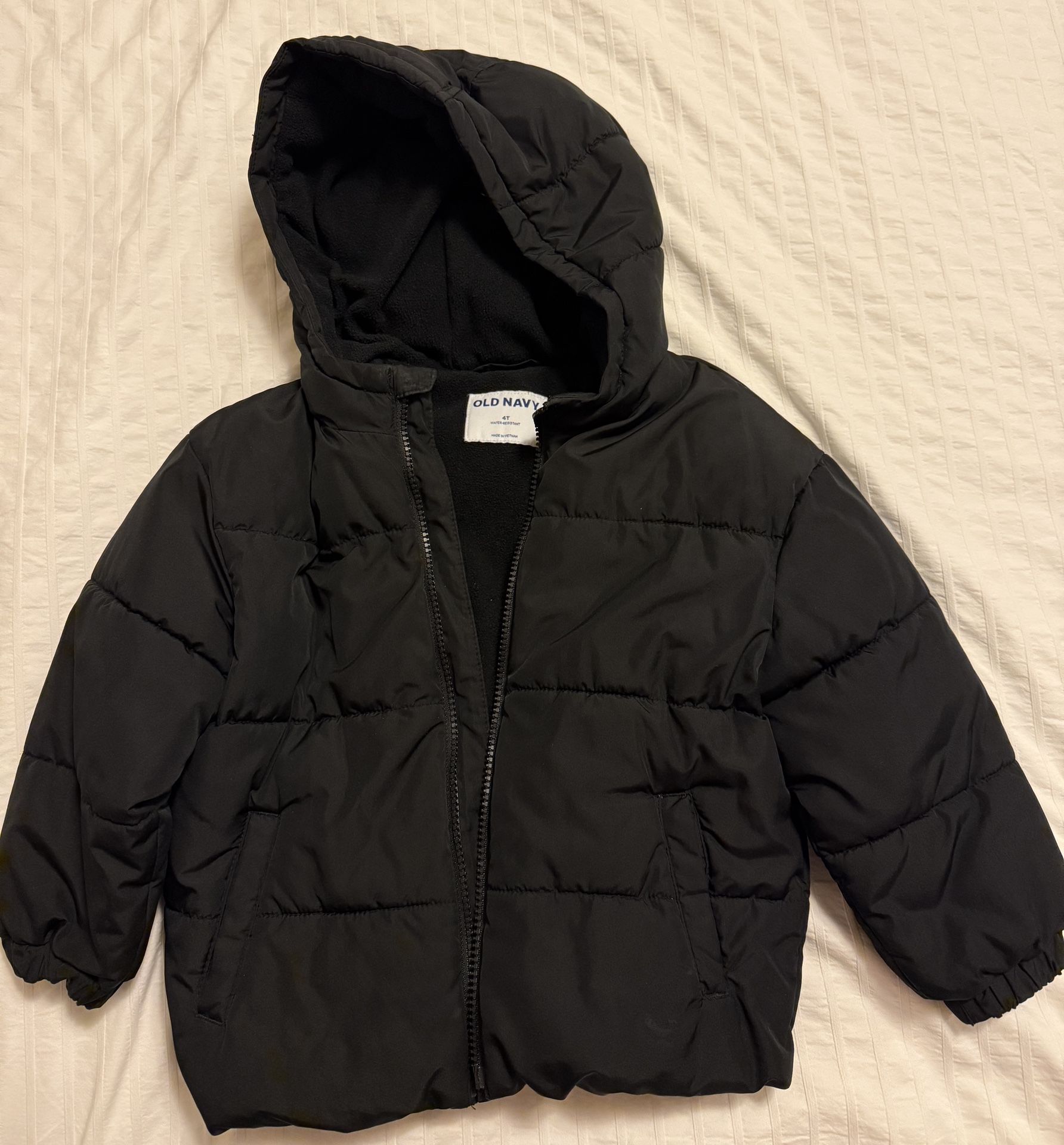 Old Navy Kids Puffer Coat Black Size 4T Excellent Condition