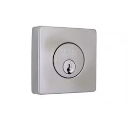 Square Satin Nickel Single Cylinder Deadbolt Featuring Dual Keyway=HD-565