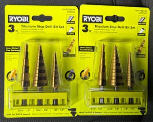 Brand New Ryobi 3-Piece Titanium Step Drill Bit Set (A97301)