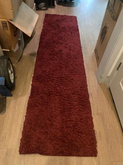 Deep Red Shag Runner Rug