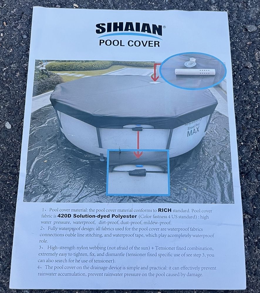 Sihaian 16 Foot Pool Cover With Drain Kit