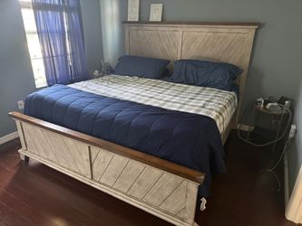 King size bed frame and Serta Hybrid mattress
