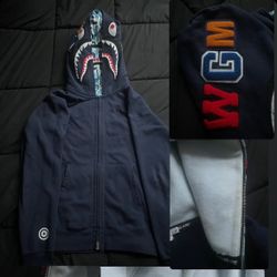 Bape Hoodie Double Zip Navy