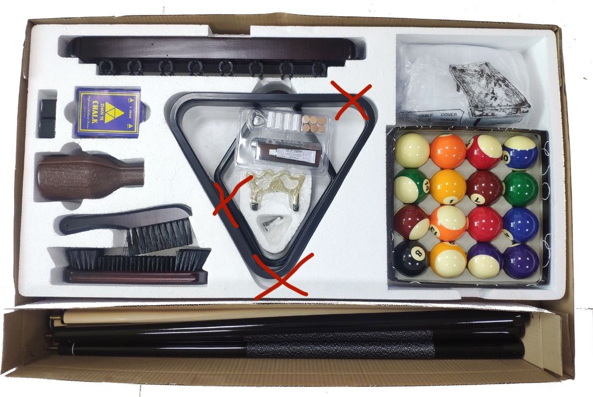 Billiards Pool Table Accessories Kit (missing racks)