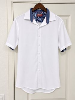 White Short Sleeve Button-Up Shirt