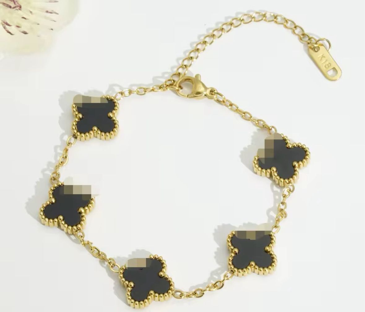 Van Cleeef Style 18k Gold Plated Bracelets In Various Colors