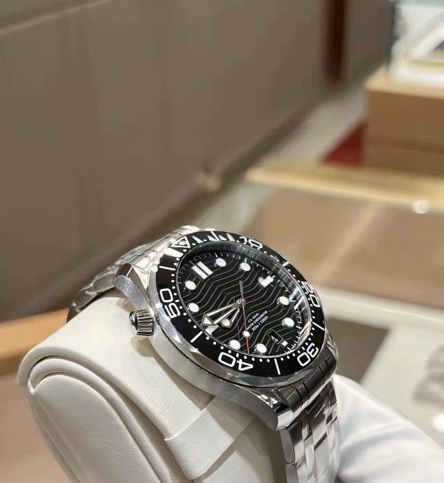 100% Authentic Omega Seamaster 300 Black Dial SS Watch - Like New w/ Original Box