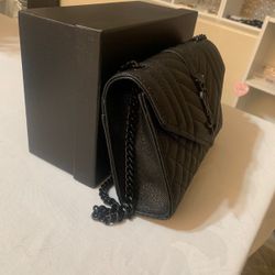 All Black Leather Small Crossbody Bag NEW In Box
