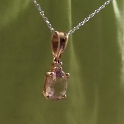 Beautiful New In Box 10k Rose Gold Genuine Diamond Morganite Necklace!