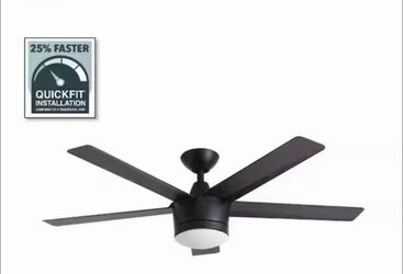 HOME DECORATORS COLLECTION Merwry 48 in. Integrated LED Indoor Matte Black Ceiling Fan with Light Kit and Remote Control
