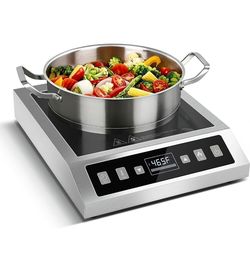 1800W Induction Cooktop: 8" Heating Coil Induction Burner, Portable Commercial Induction Hot Plate with 8 Temperature & Power Levels, Induction Hotpla