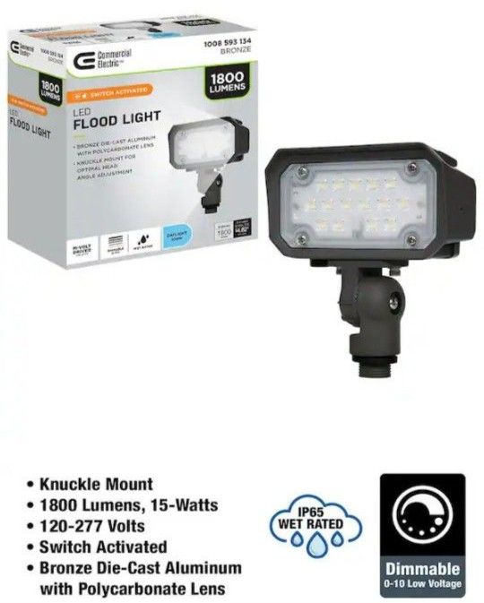 Flood Security LED Light 5 In. Adjustable Knuckle Aluminum In Bronze