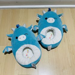Squishmallow Slippers Tatiana The BLUE Dragon Squishy Size 4-5 Youth Kids