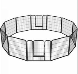 Black 12 Panels Metal Dog Playpen, 0.59" L X 32" W X 32" H