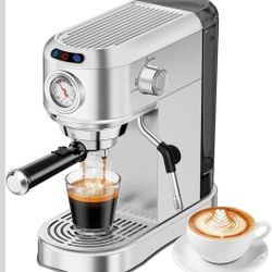 Espresso Machine 20 Bar, Compact Espresso Maker, Stainless Steel Expresso Coffee
