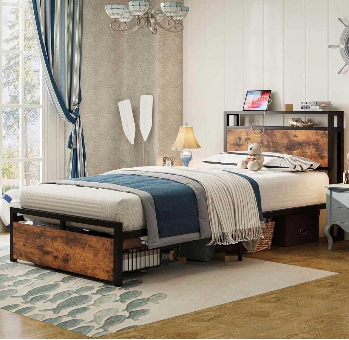 NEW IN BOX -LIKIMIO Twin XL Bed Frames with Drawer