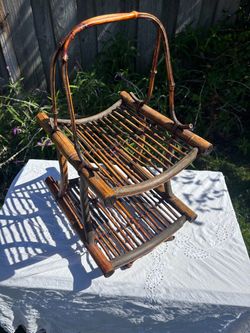 Vintage Bamboo Rattan Two-Tier Basket
