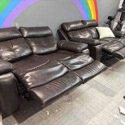 Brown Leather Loveseat Recliners