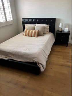 Queen size bed frame, headboard, dresser, and night stand