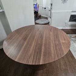 Brand New 48” Round Walnut Pedestal Dining Table – Crate & Barrel / West Elm Style