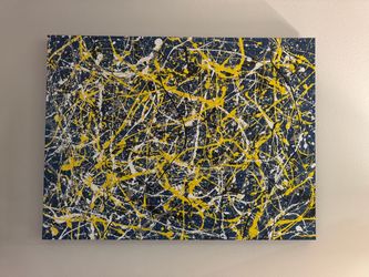 Abstract Action Paint Canvas Art 36” X 48”