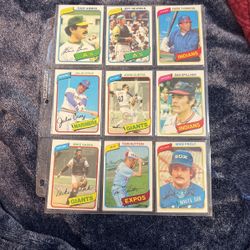 NICE ! 1980 Vintage Topps Baseball Cards Lot #9 Of 9 Cards Great Condition All For Only $2 