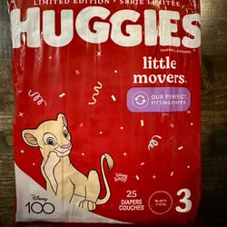 Huggies Little Movers Disney Baby Diapers, Size 3 (16-28 lbs), 25 Ct (NEW)