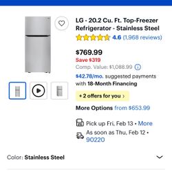 Lg refrigerator - Stainless Steel Top freezer 