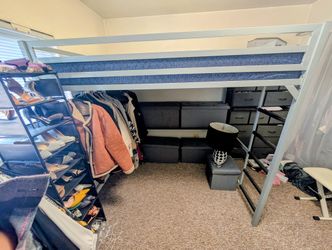 Full Size Bed With Desk Underneath, Mattress And Ladder