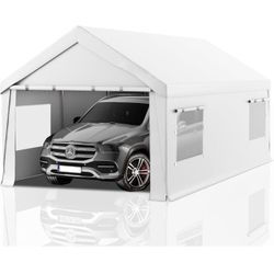 Carport 12x20 Heavy Duty Portable Garage,Carport Canopy with Roll-Up Windows & Doors,Portable Garage and Shelter with Removable Sidewalls,Car Tent Gar