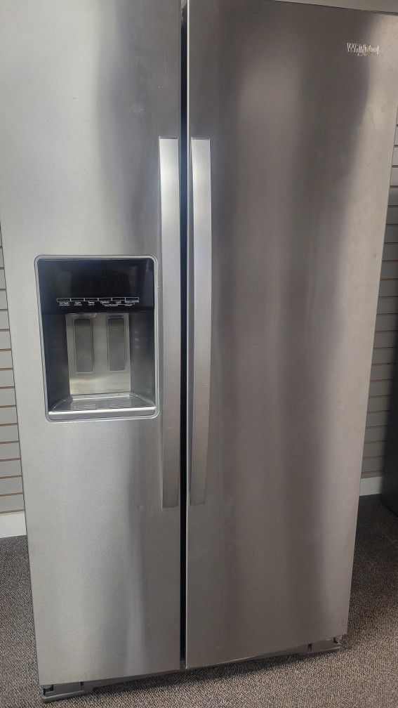 WHIRLPOOL REFRIGERATOR 2DOORS STAINLESS STEEL WORK PERFECT INCLUDING WARRANTY SMALL FEE DELIVERY