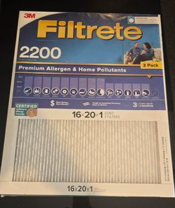 3M Filtrete 2200 Premium Allergen & Home Pollutants Air Filter 16x20x1, 3-Pack
