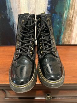 Dr. Martens Zavala combat boots in black patent leather