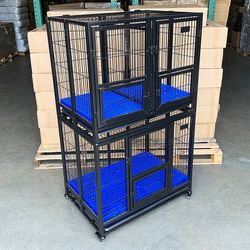 (New) $310 Set of (2) Heavy Duty Stackable Dog Cage 37x25x64 inches