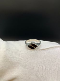 SILVER ONYX INLAY RING #34028
