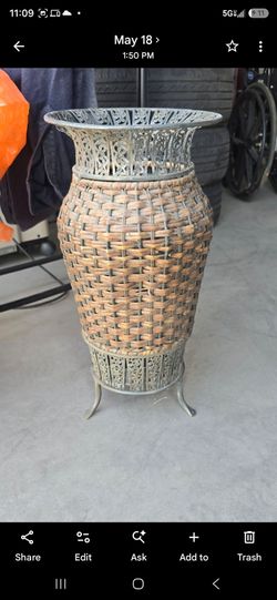 Woven Willow Stick Umbrella Stand. 1950s