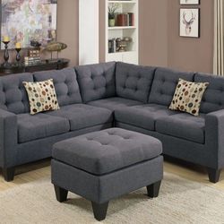 Brand New Gray Sectional Sofa With Ottoman 